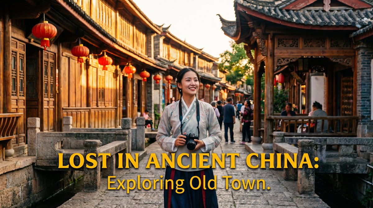 国产视频旅行VLOG视频《古镇探秘》